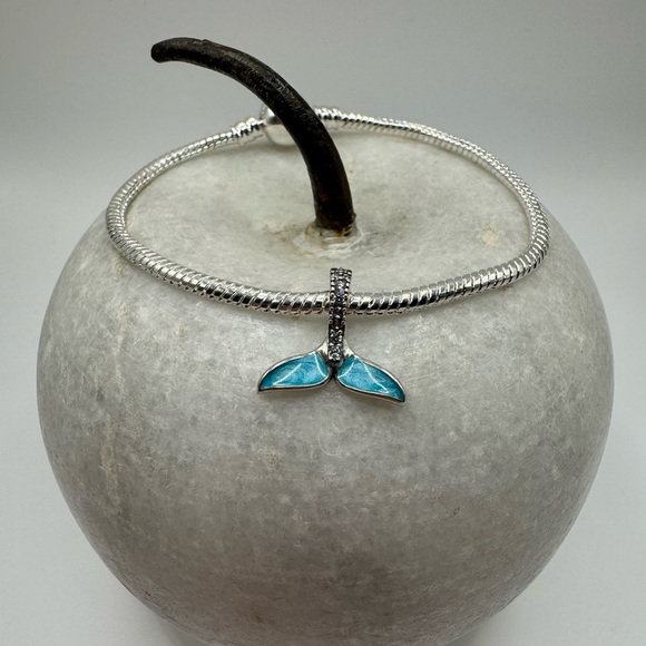 Genuine 925 Sterling Silver Whale / Mermaid Tail Charm - Picture 3 of 7